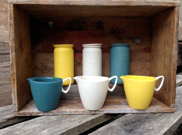 ATCF 1 Slipcast Vessels Yellow White and Teal
